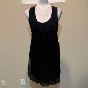 French Kiss Silk Sleeveless Dress w/Floral Accents Ballon Hem & Halter Back-M